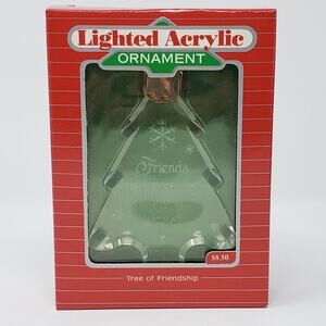 1988 Hallmark Tree of Friendship Lighted Acrylic Holiday Christmas Ornament.